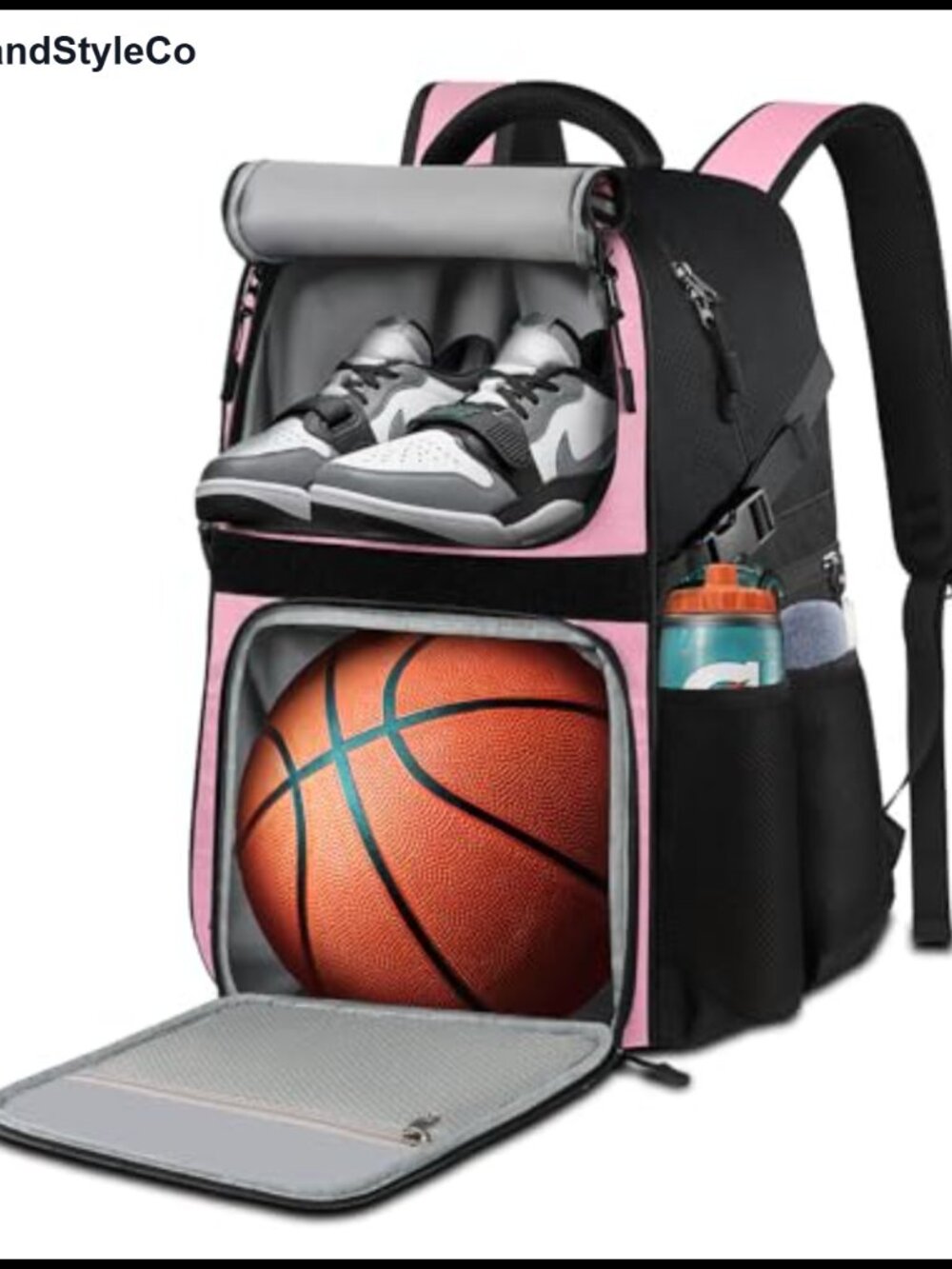 Large Basketball Backpack with Ball Holder & Shoe Compartment, Waterproof Nylon